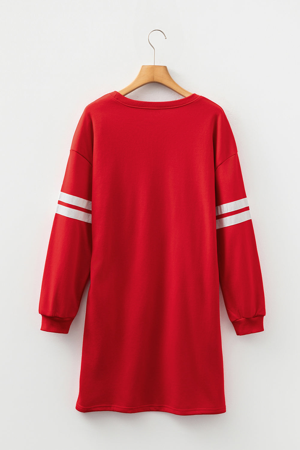 Sky Blue Varsity Contrast Banded Sleeve Shift Sweatshirt Dress