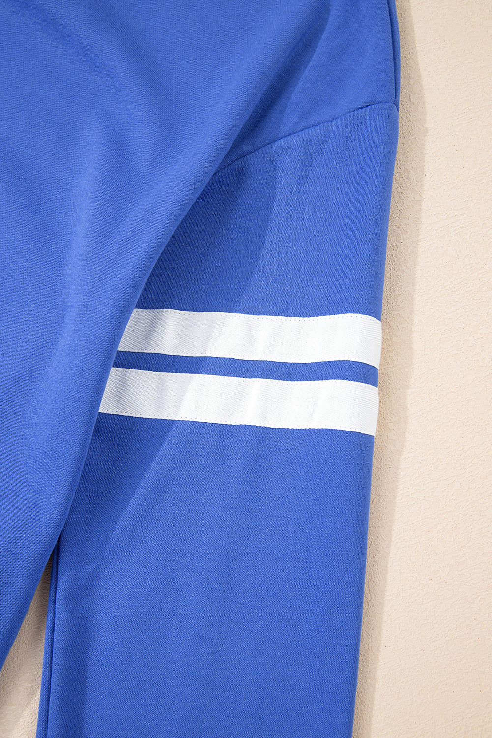 Sky Blue Varsity Contrast Banded Sleeve Shift Sweatshirt Dress