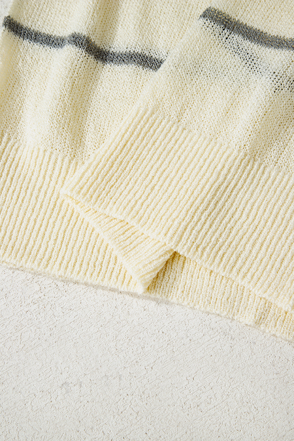 Brown Stripe Striped Ribbed Edge Drop Shoulder Sweater