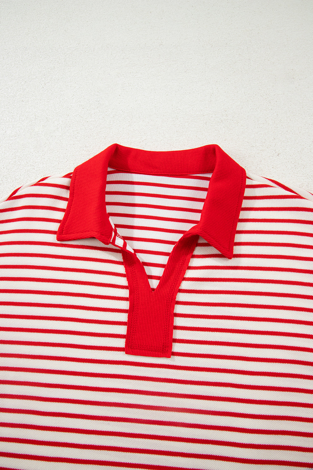 Pink Stripe Collared V Neck Drop Shoulder Pullover and Skort 2pcs Outfit