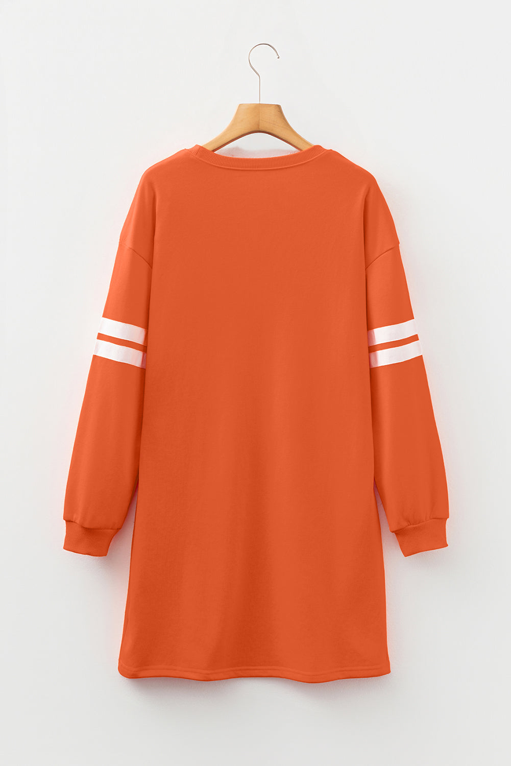 Sky Blue Varsity Contrast Banded Sleeve Shift Sweatshirt Dress