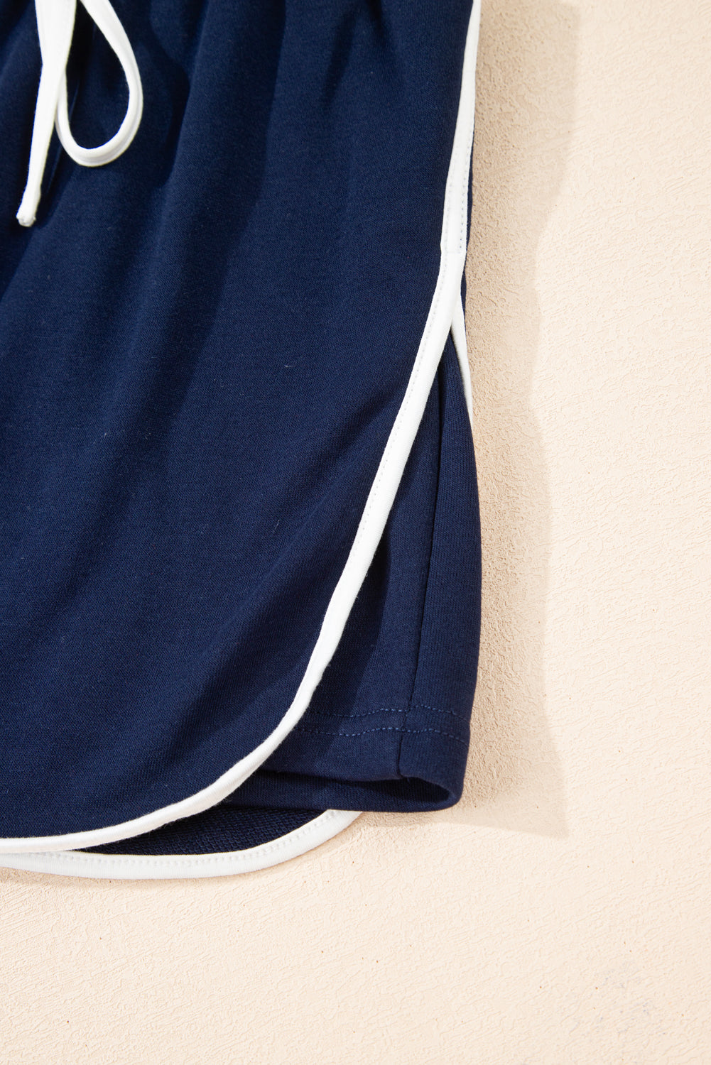 Fiery Red Varsity Stripe Detail Drop Shoulder Pullover Mini Skirt Set