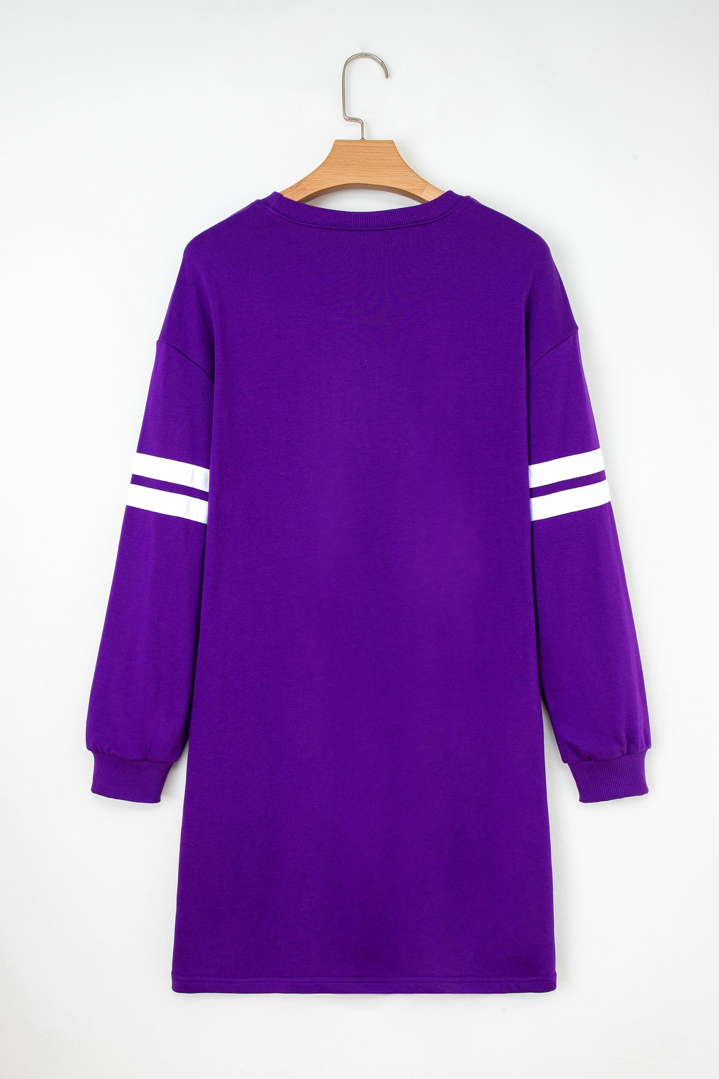 Sky Blue Varsity Contrast Banded Sleeve Shift Sweatshirt Dress