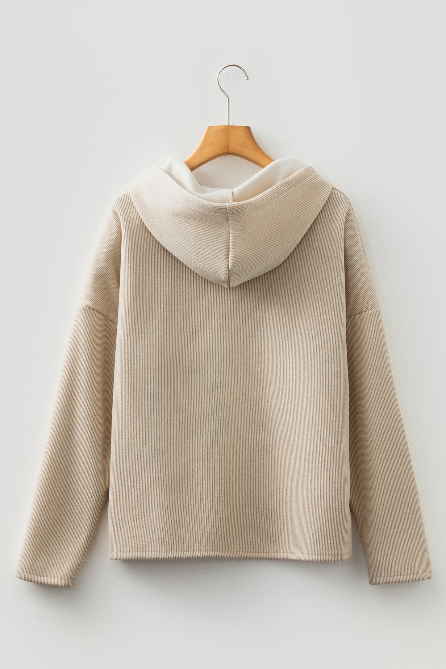 Jet Stream Thermal Textured Lace Drawstring Baggy Hoodie