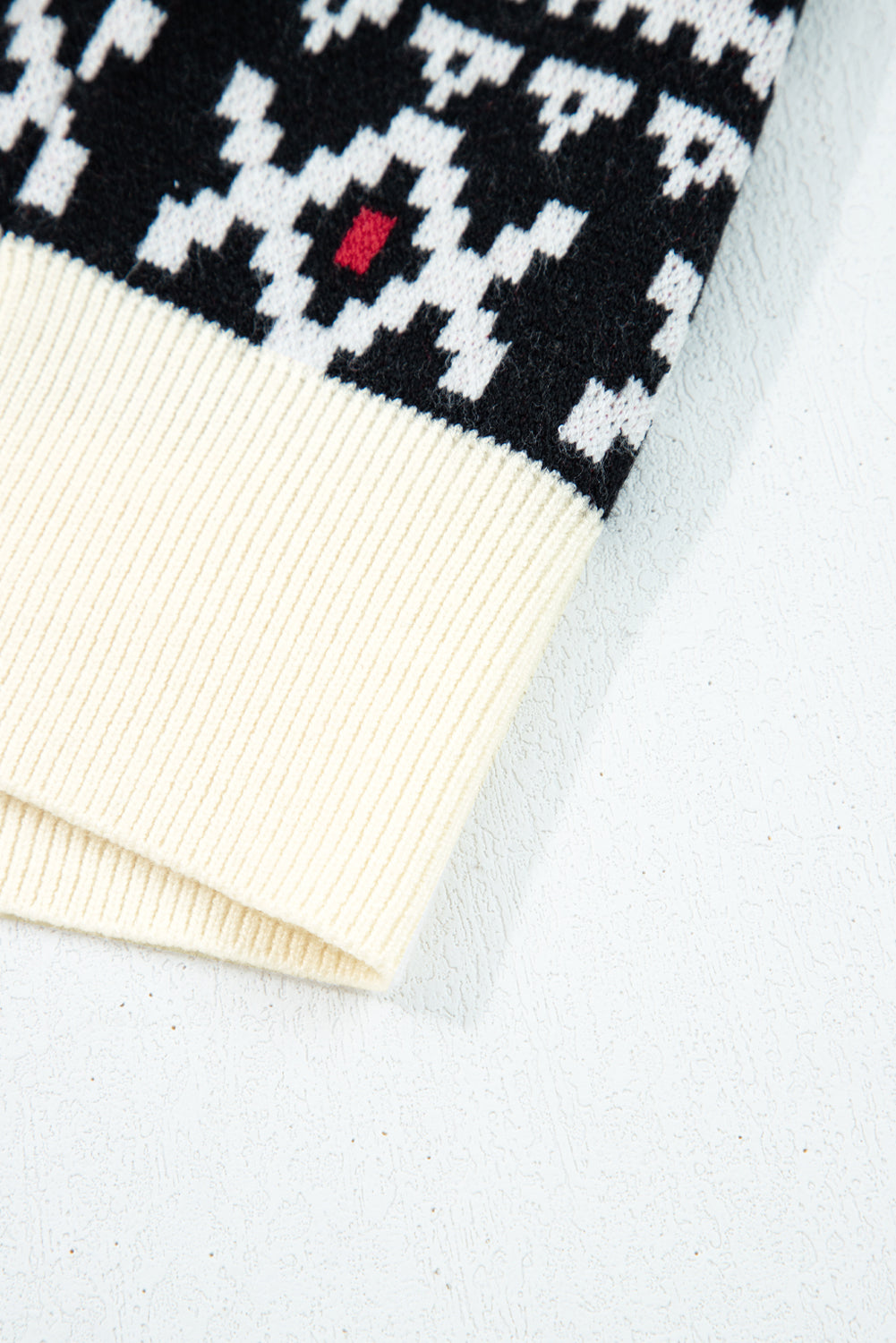 Beige Floral Print Buttoned Front V Neck Knit Cardigan