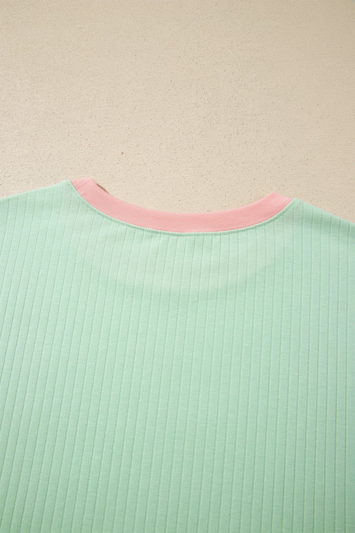 Clearly Aqua Soft Ribbed Color Block Trim Casual Short Set