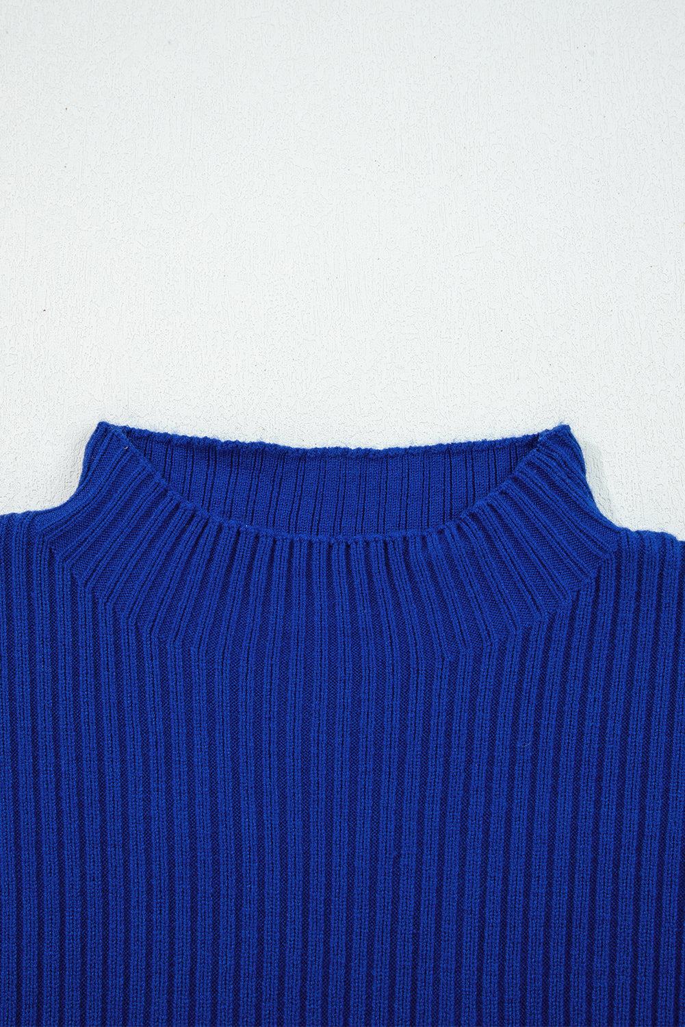 Dark Blue Patch Pocket Ribbed Knit Short Sleeve Sweater