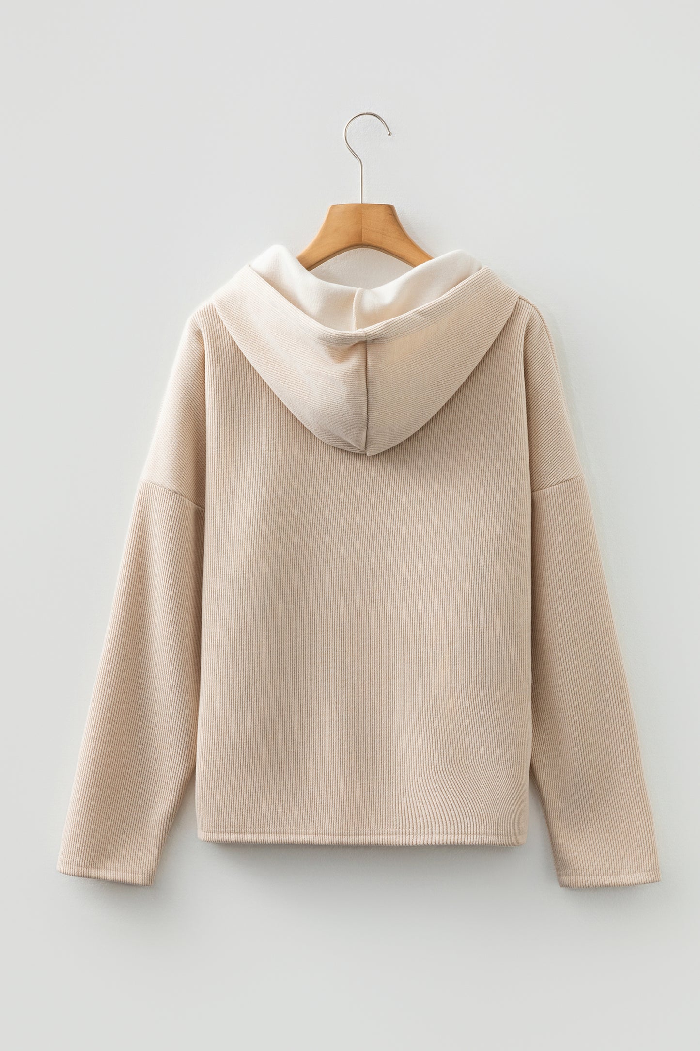 Jet Stream Thermal Textured Lace Drawstring Baggy Hoodie