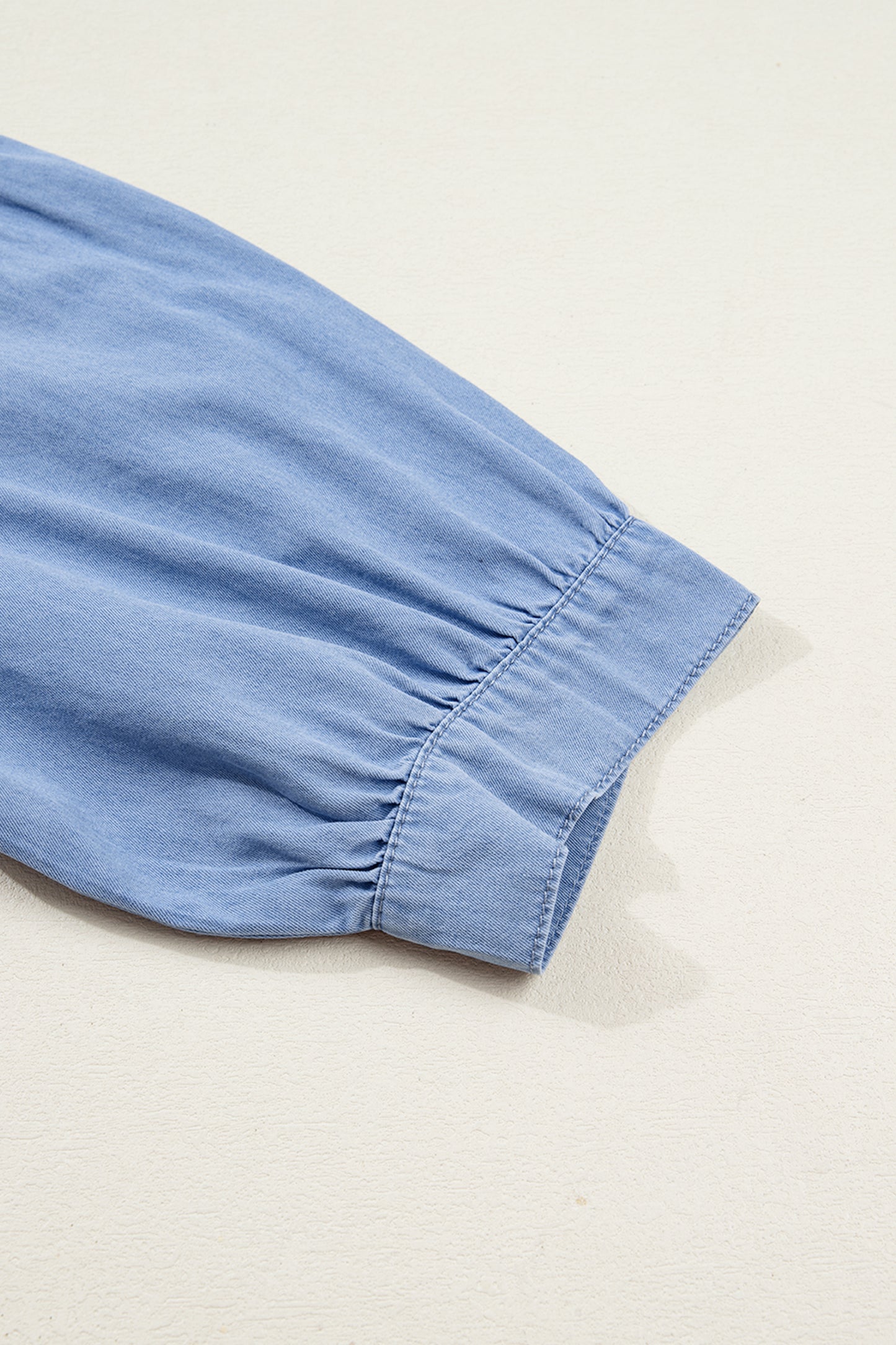 Myosotis Washed Drop Shoulder Bracelet Sleeve Chambray Shirt